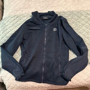 Women's VW Volkswagen drivers gear Navy blue full zip sweater jacket XL like new